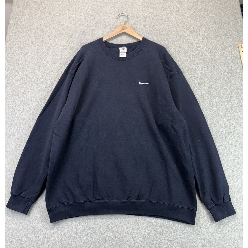 Vintage Nike USA Made Mini Swoosh Crewneck Sweatshirt Black XL